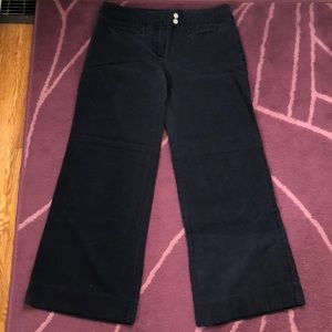 Navy Linen Wide Leg Pants